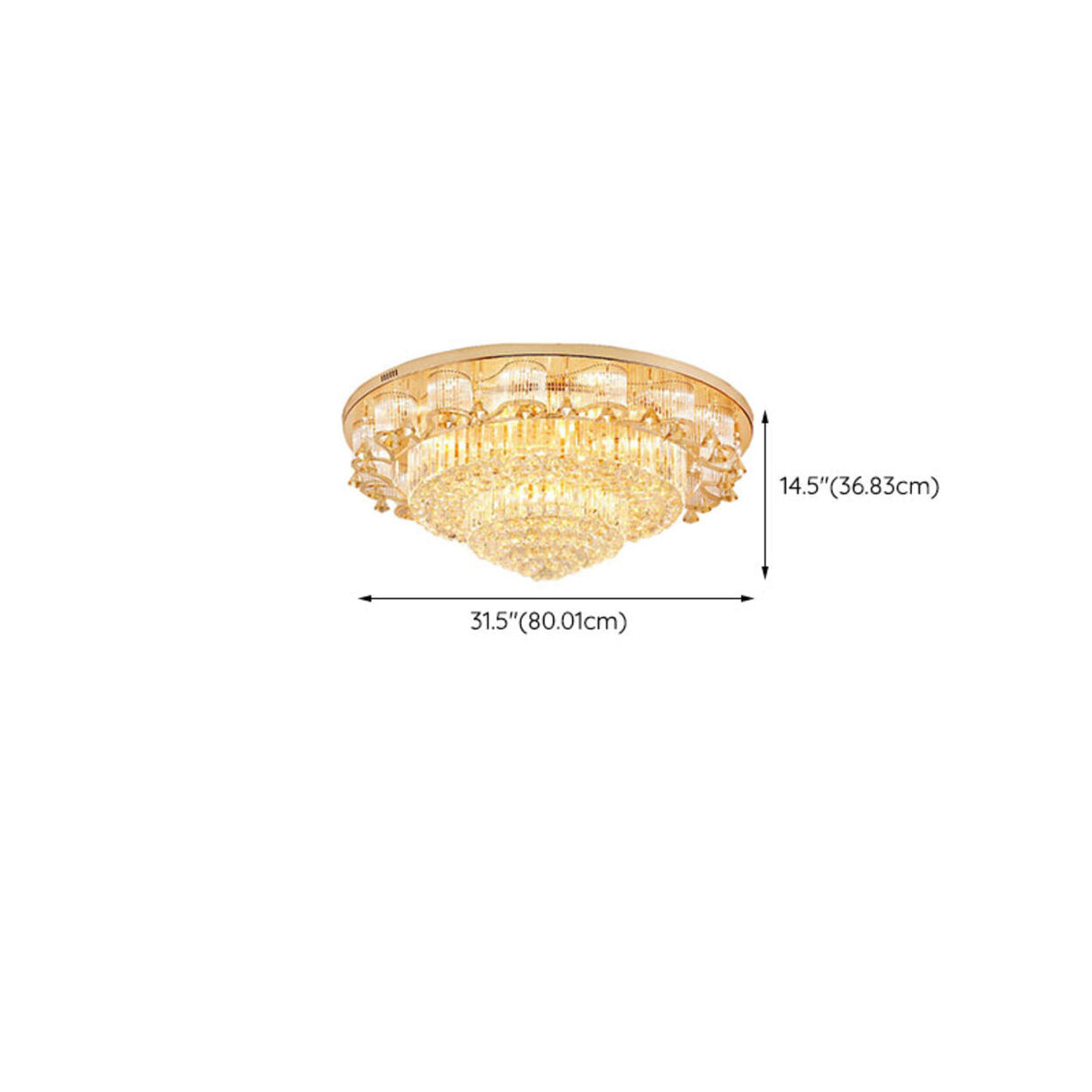 Living Room Luxury Glass Drop Gold Flush Mount Light Image - 14