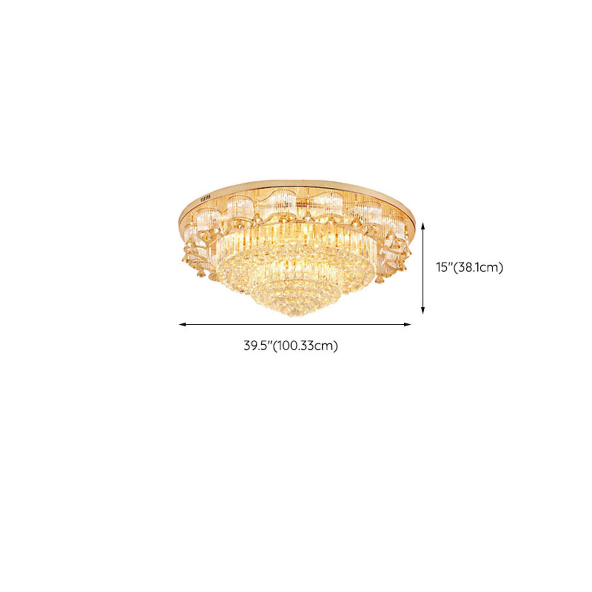 Living Room Luxury Glass Drop Gold Flush Mount Light Image - 15
