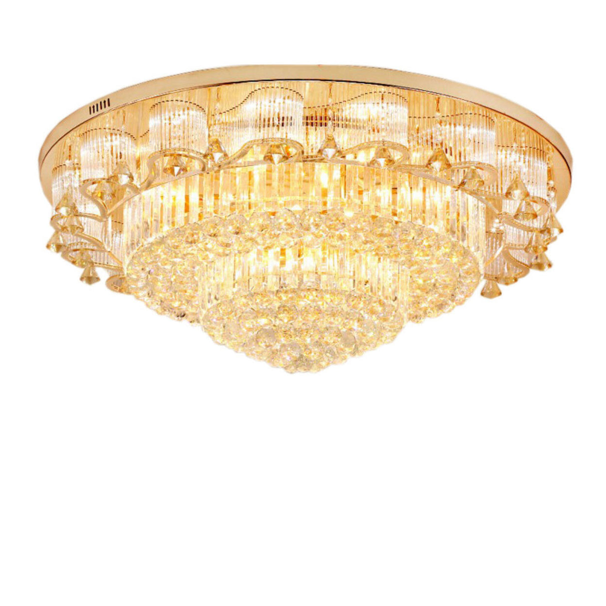 Living Room Luxury Glass Drop Gold Flush Mount Light Image - 5