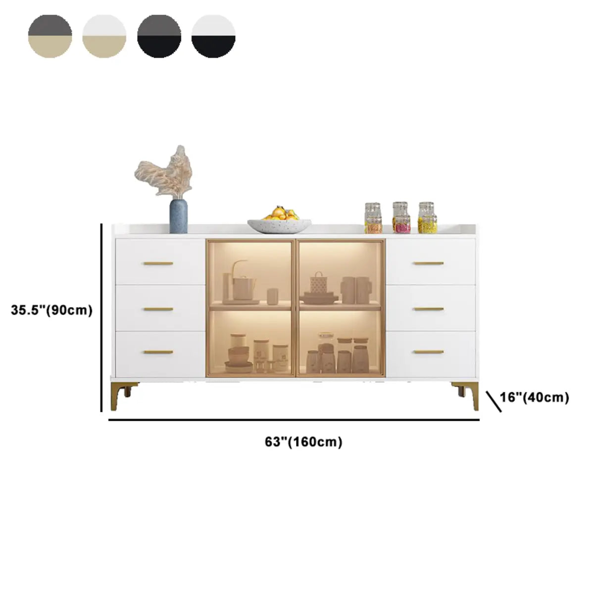 Living Room Metal Gray Storage Sideboard China Cabinet Image - 25