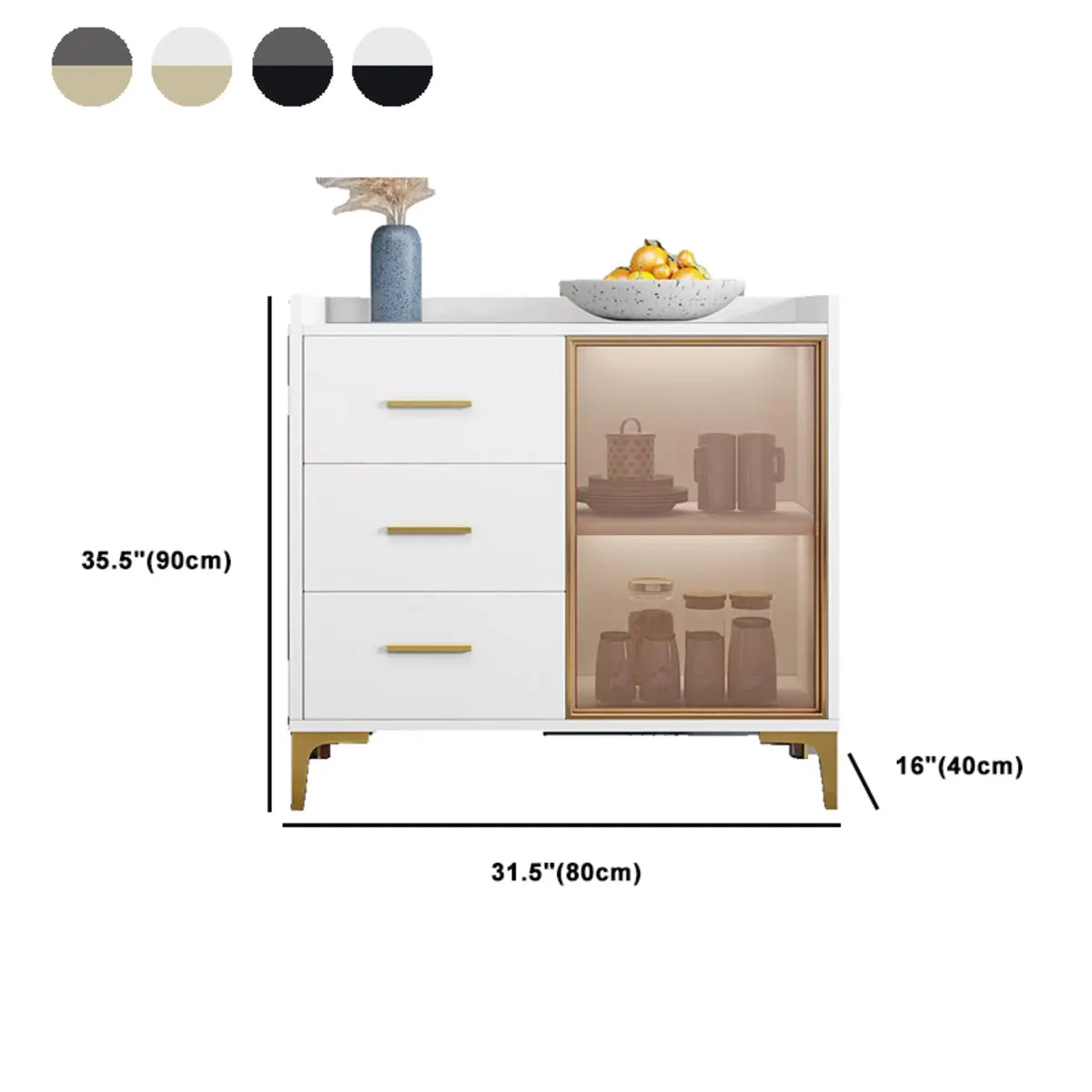 Living Room Metal Gray Storage Sideboard China Cabinet