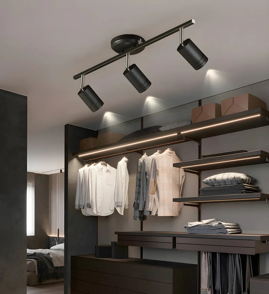 Living Room Modern Adjustable Brass Track Light Large Image - 13