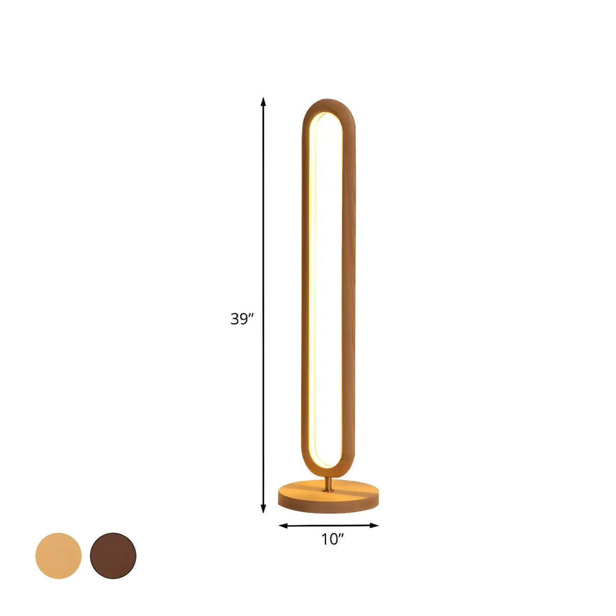 Living Room Modern Brown Oval Wooden LED Floor Lamp