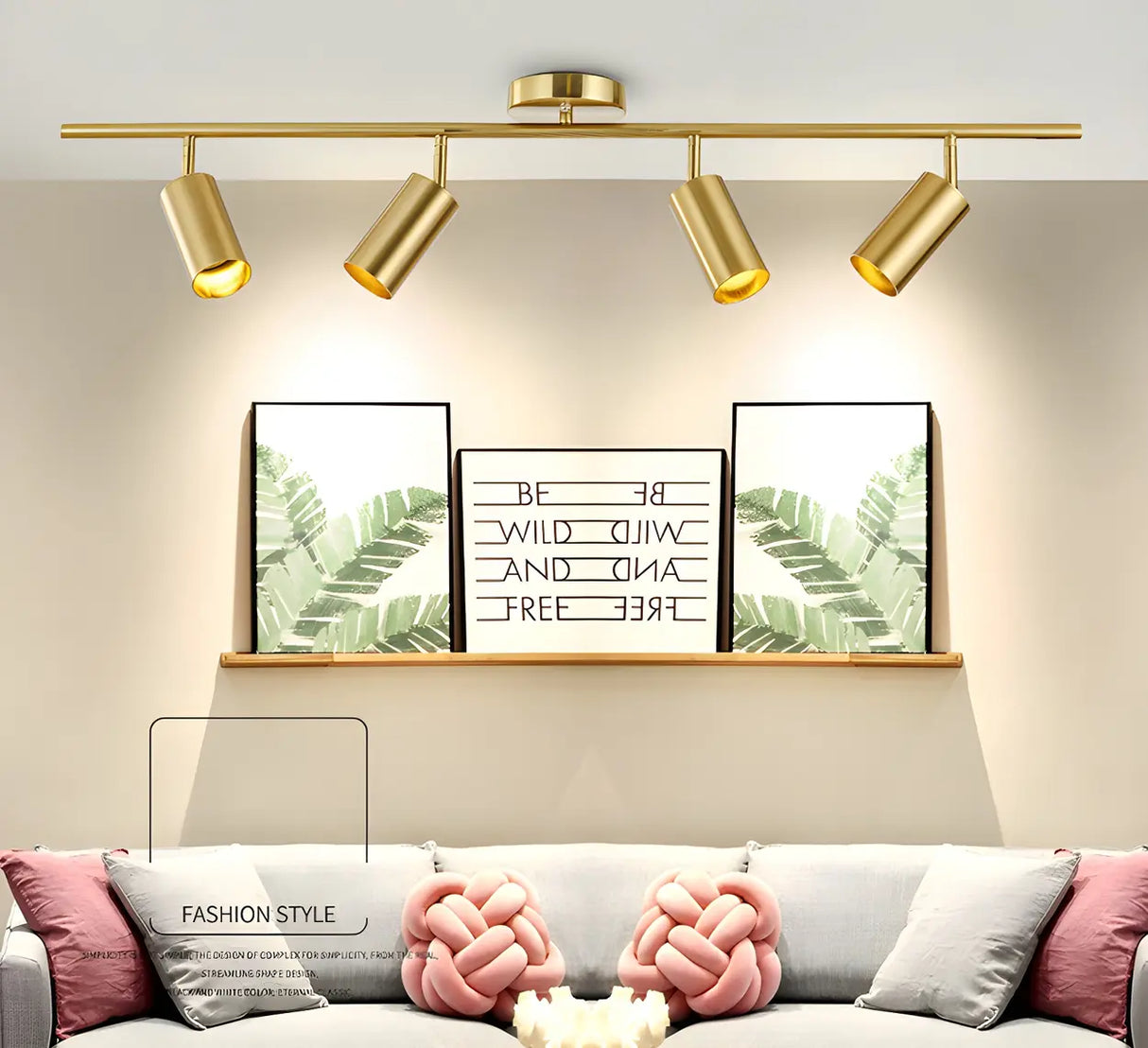 Living Room Modern Gold Linear Metal Fixed Track Light Image - 16