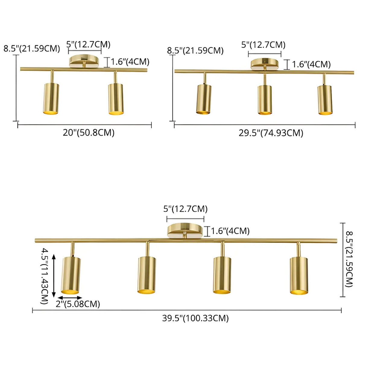 Living Room Modern Gold Linear Metal Fixed Track Light
