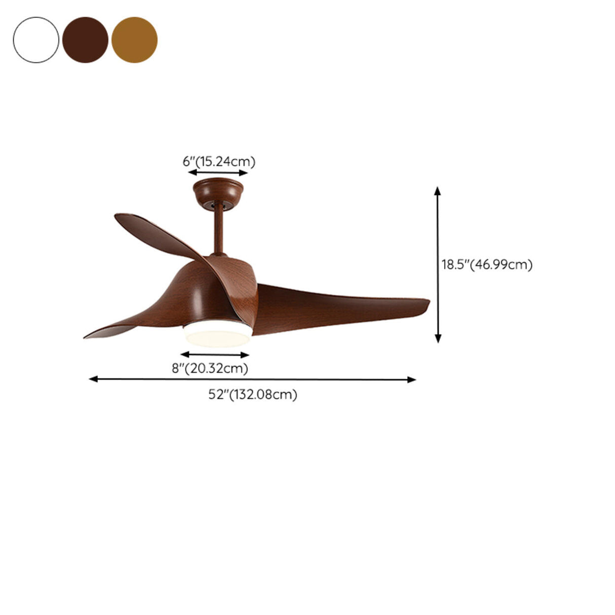 Living Room Modern Wood 3 Blade LED Ceiling Fan Light