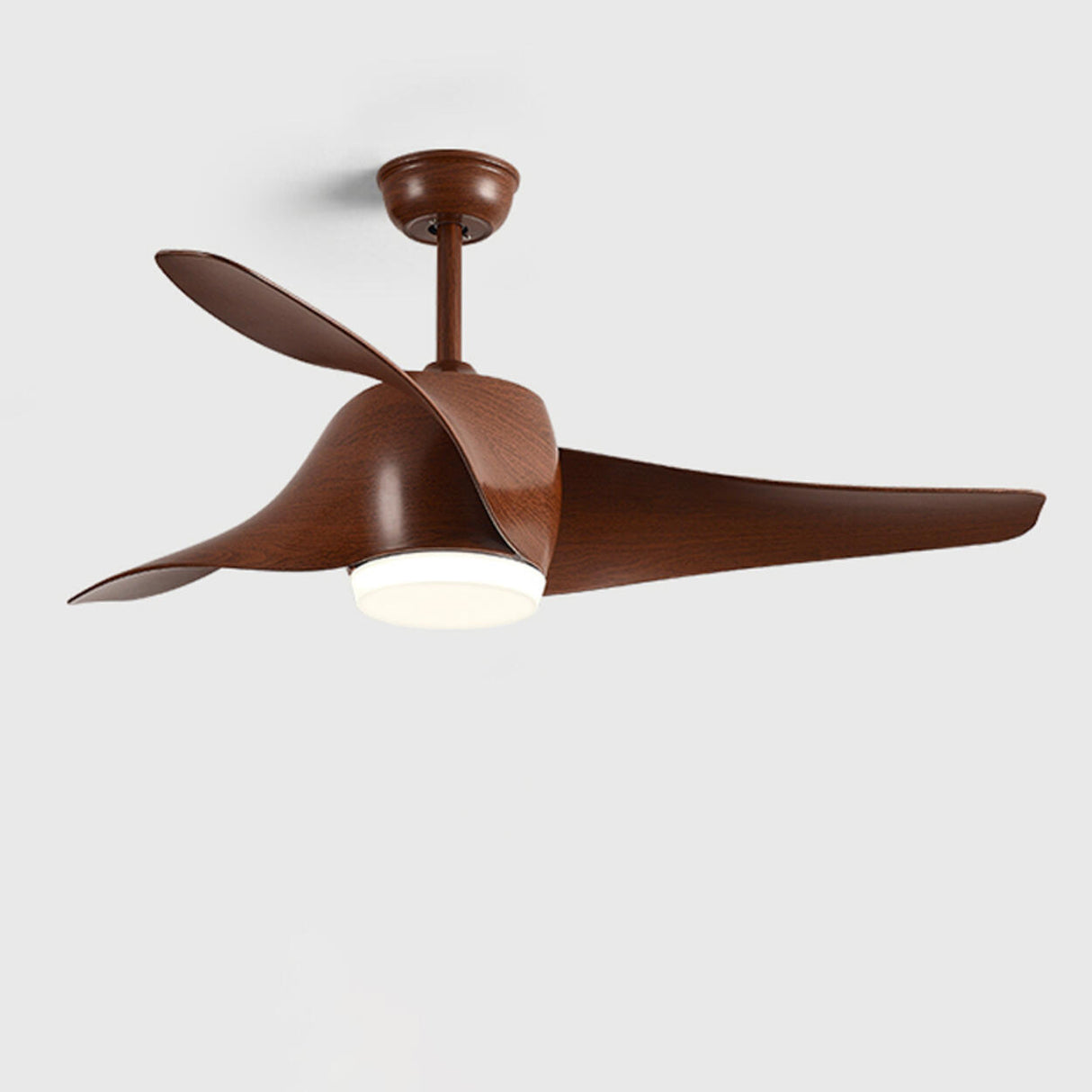 Living Room Modern Wood 3 Blade LED Ceiling Fan Light Image - 8