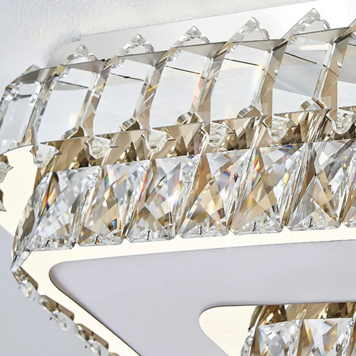 Living Room Rectangular Crystal LED Flush Mount Light Image - 13
