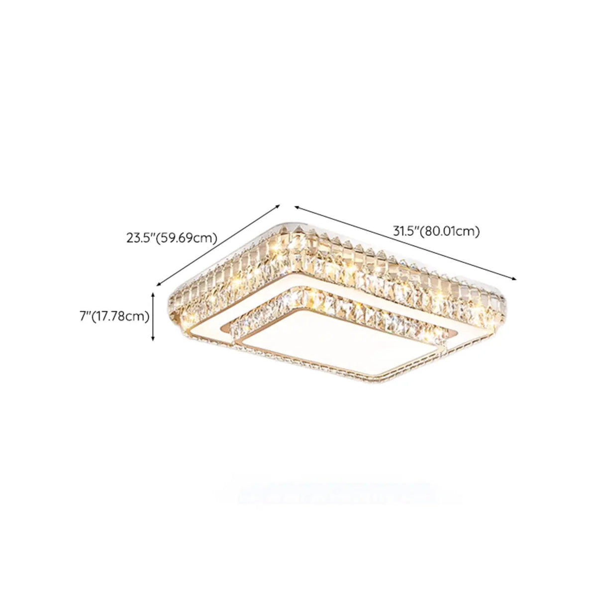 Living Room Rectangular Crystal LED Flush Mount Light Image - 20