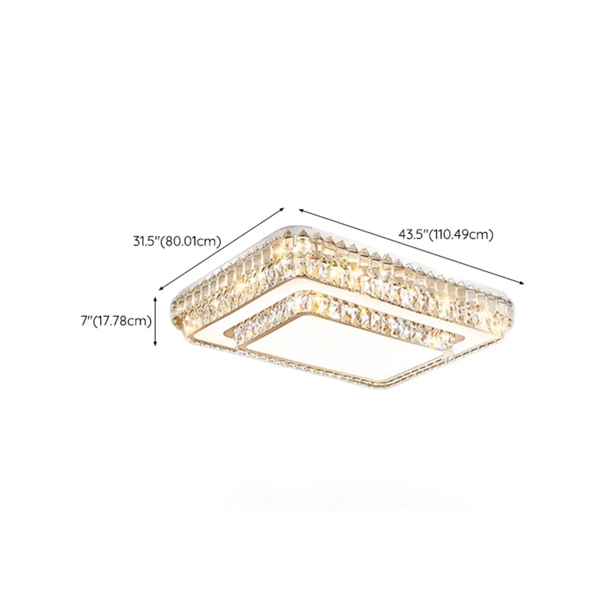 Living Room Rectangular Crystal LED Flush Mount Light Image - 22