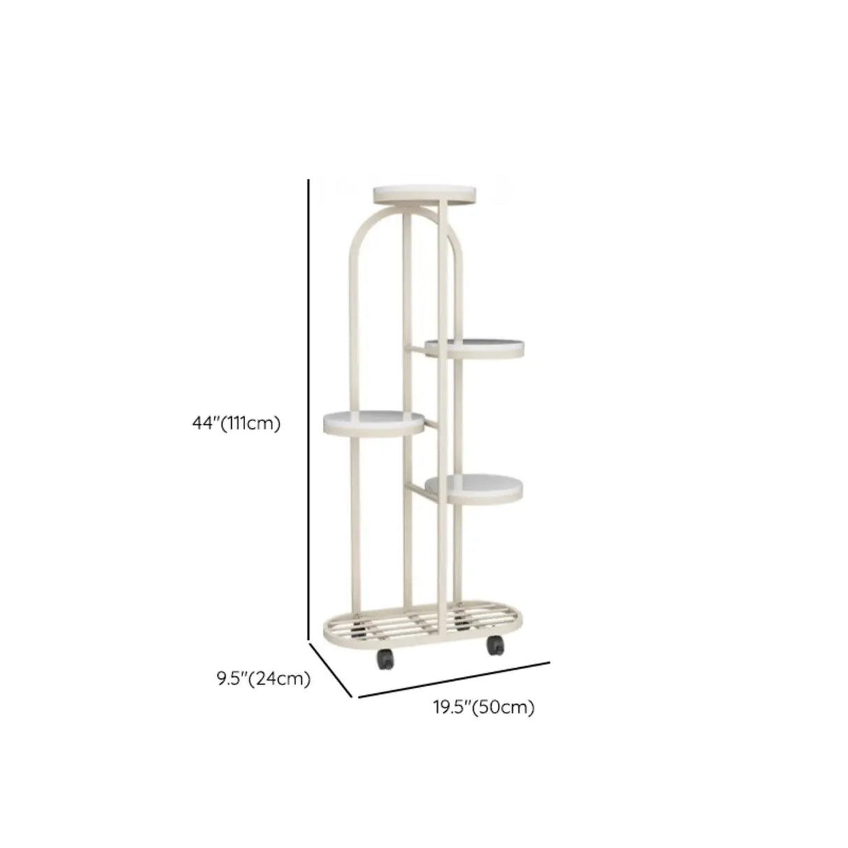 Living Room Round Metal Multi-Tier Plant Stand Cream Image - 13
