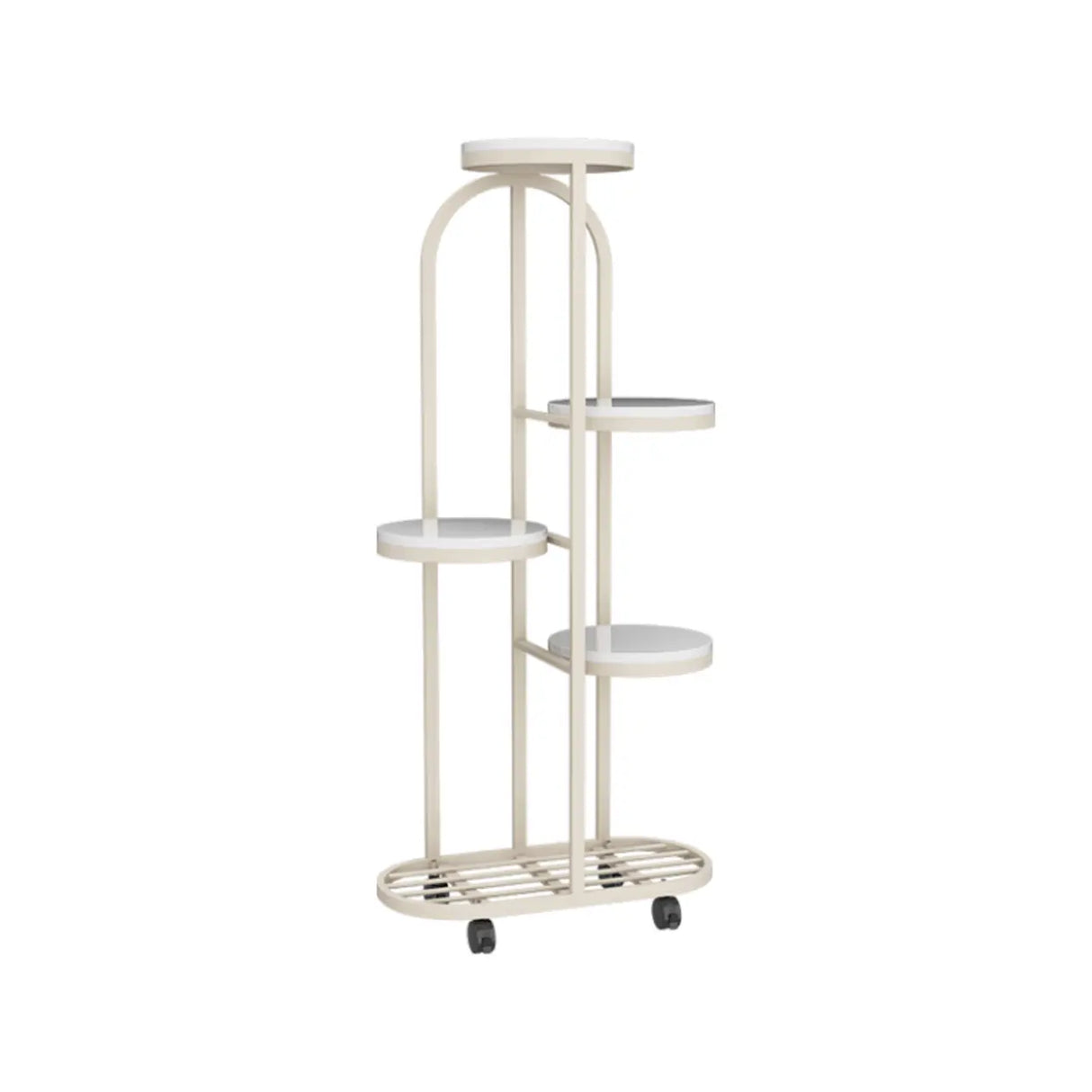 Living Room Round Metal Multi-Tier Plant Stand Cream Image - 3