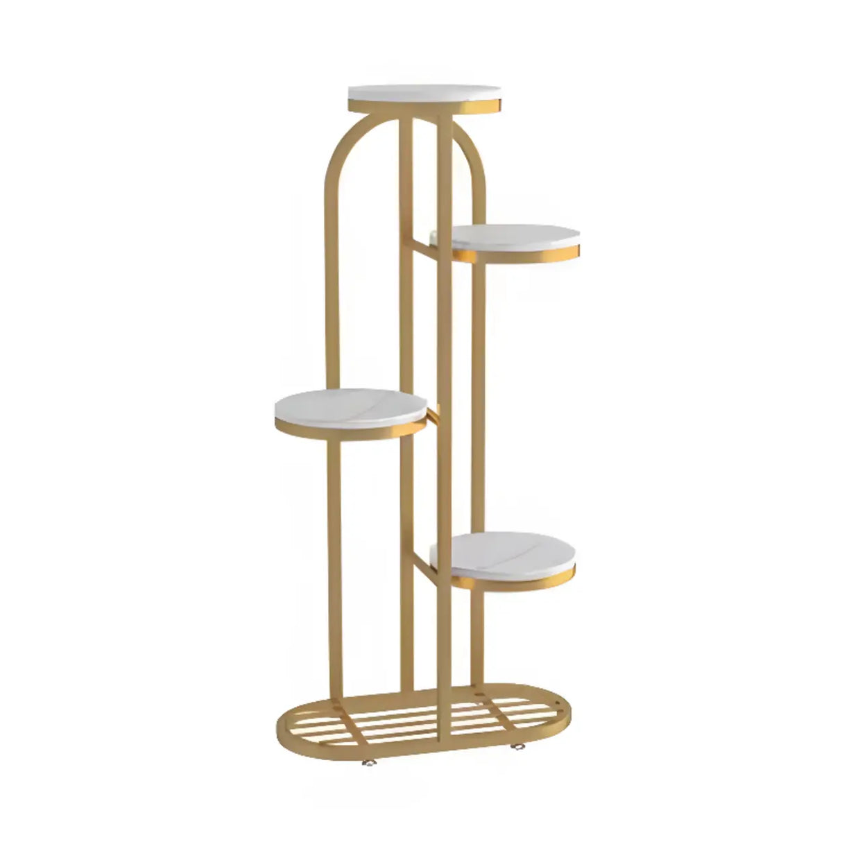Living Room Round Metal Multi-Tier Plant Stand Cream Image - 5