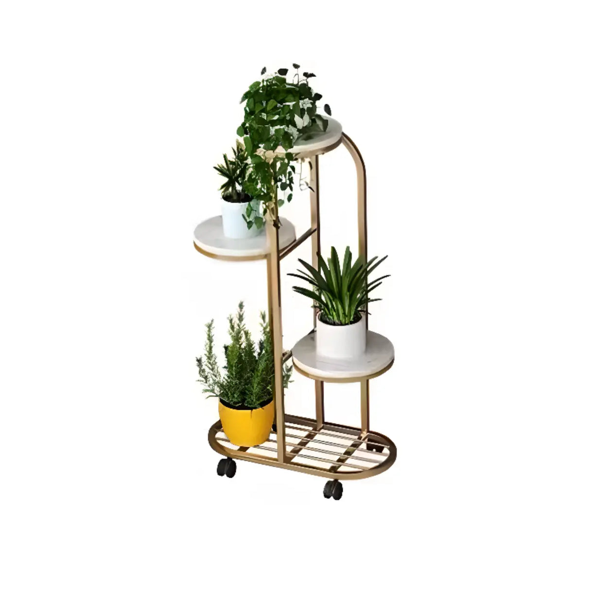 Living Room Round Metal Multi-Tier Plant Stand Cream Image - 7