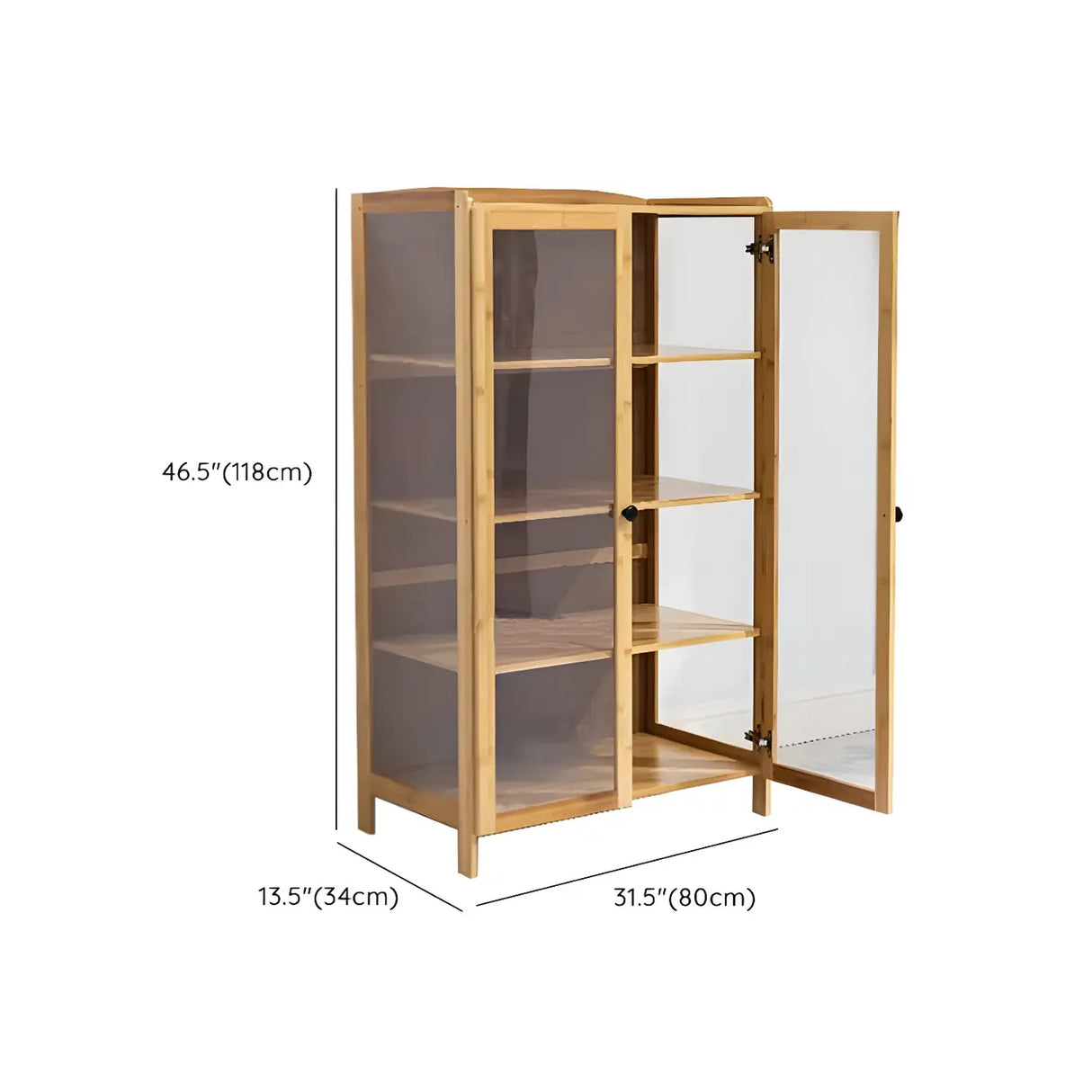 Living Room Rustic Brown Bamboo Storage China Cabinet Image - 28