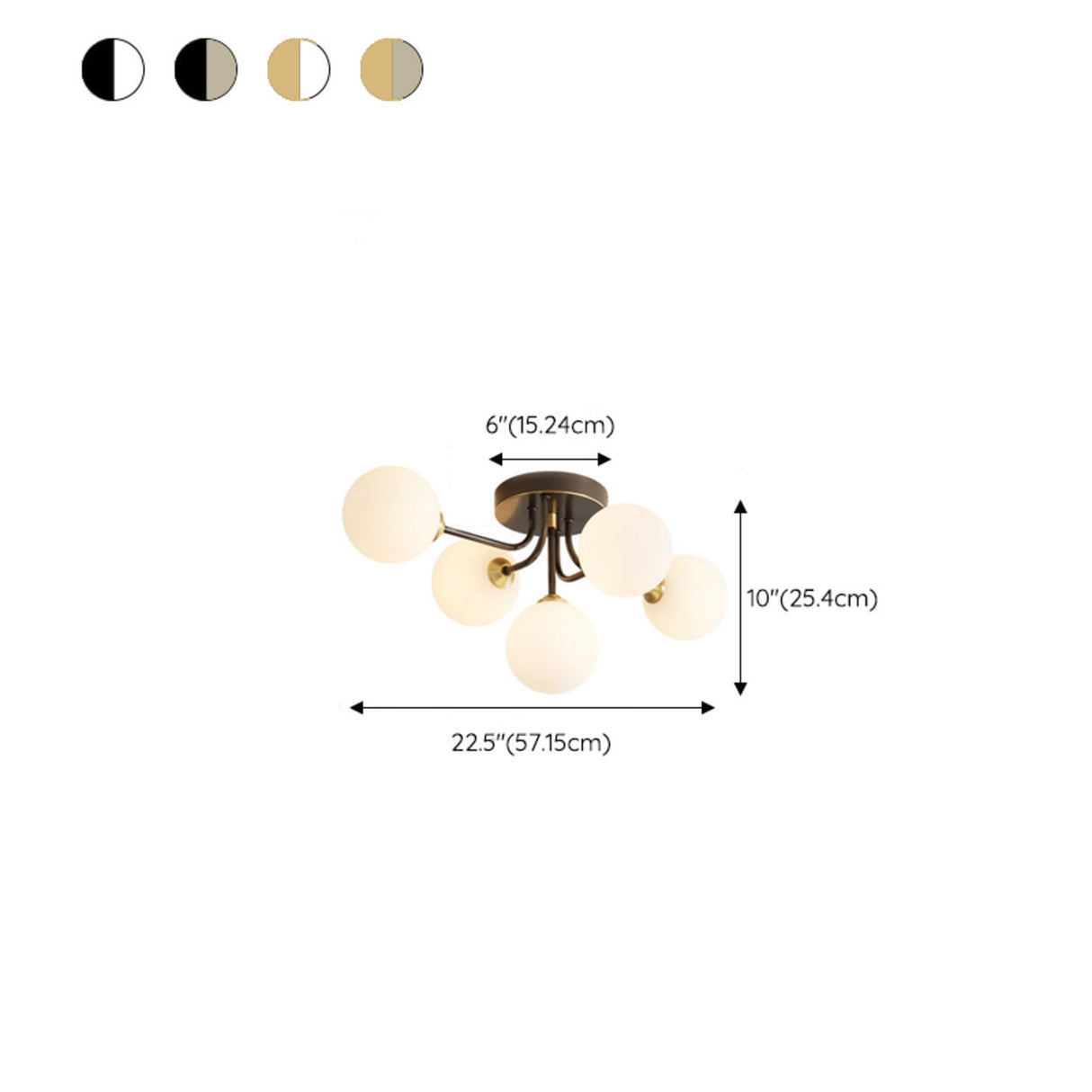 Living Room Sputnik Globe Semi-Flush Mount Lamp 9-Light