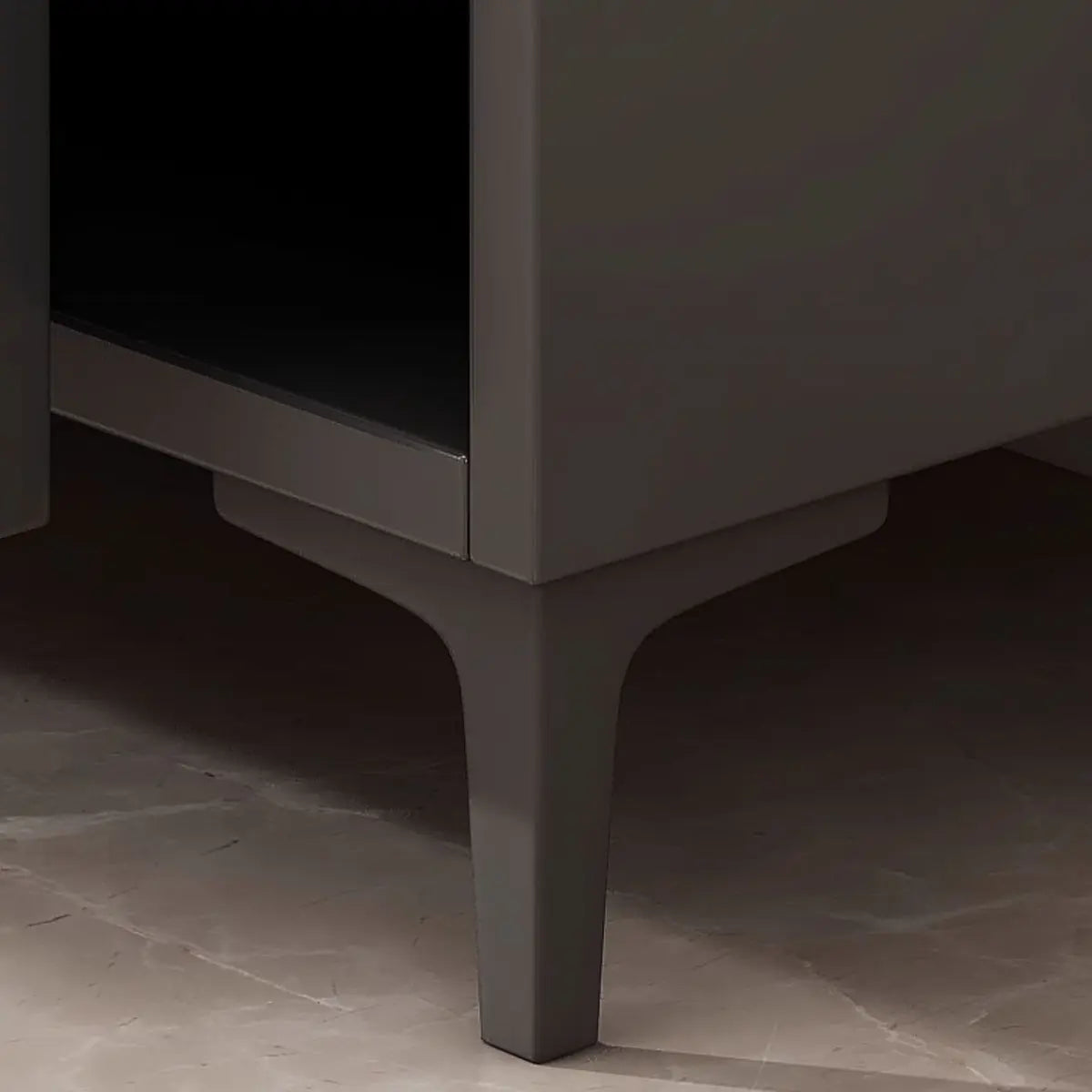 Living Room Stone Top Wood White Storage Buffet with Shelves Image - 20