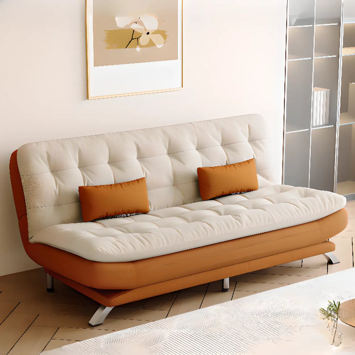 Living Room Two-Color Fabric Wooden Frame Loveseat Image - 1