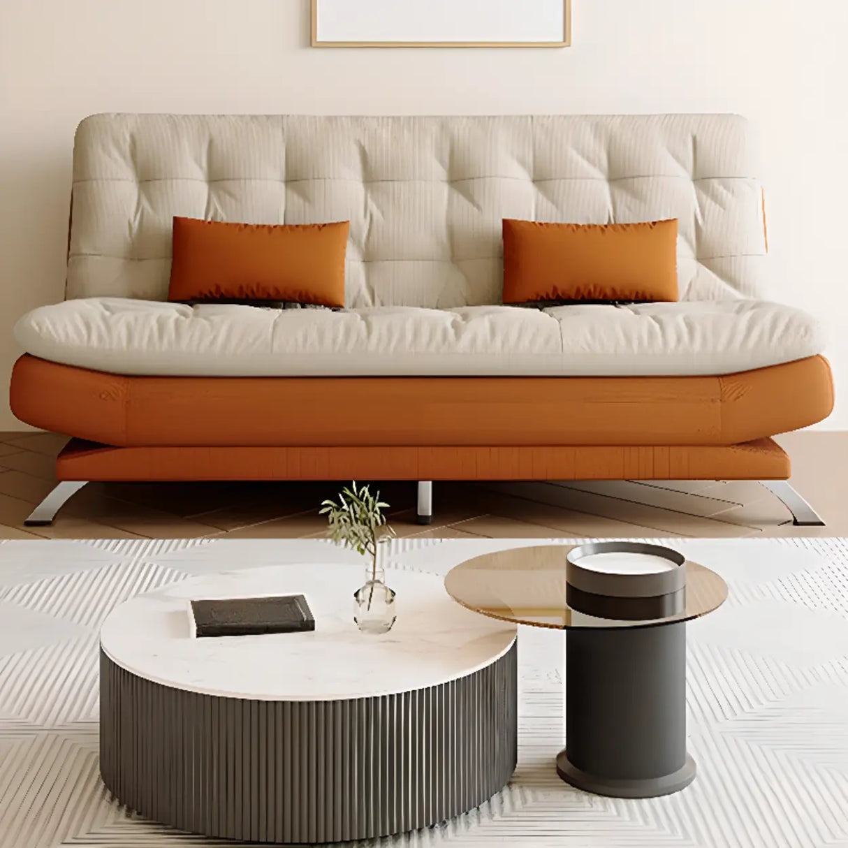 Living Room Two-Color Fabric Wooden Frame Loveseat Image - 6