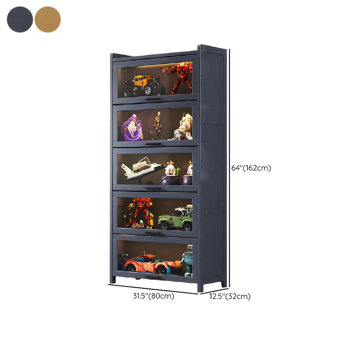 Living Room Vintage Bamboo Gray Medium Display Cabinet