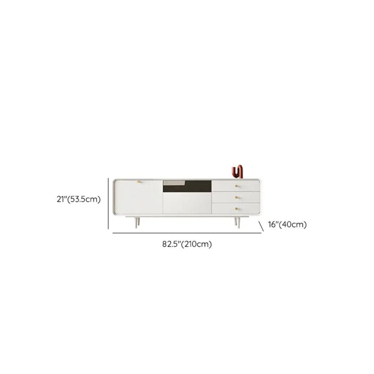 Living Room White Wood Enclosed Storage Long TV Stand Image - 11