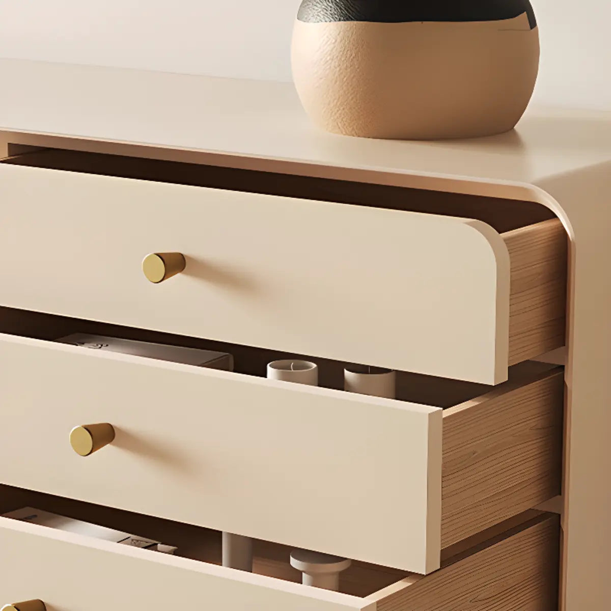 Living Room White Wood Enclosed Storage Long TV Stand Image - 9