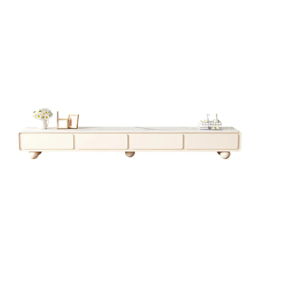 Living Room White Wood Rectangular Drawers TV Stand Image - 10