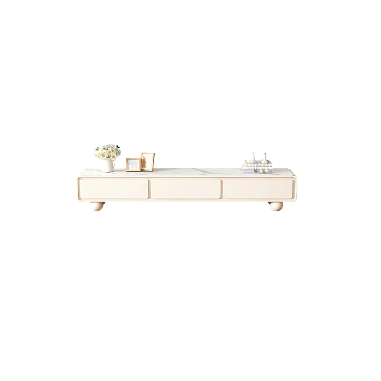 Living Room White Wood Rectangular Drawers TV Stand Image - 7