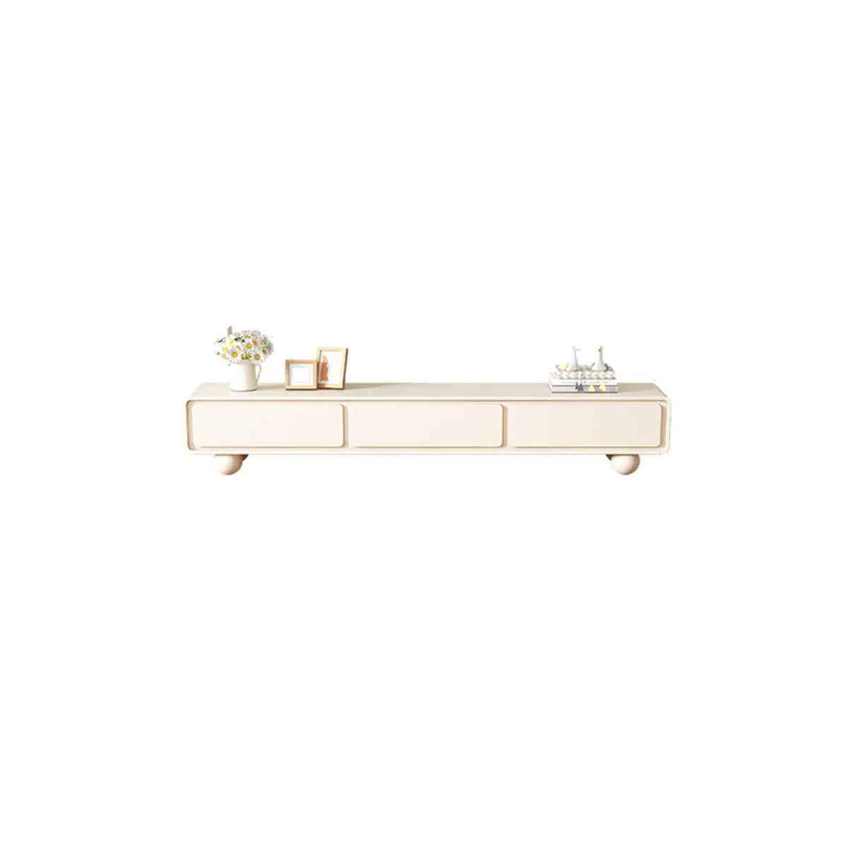 Living Room White Wood Rectangular Drawers TV Stand Image - 8