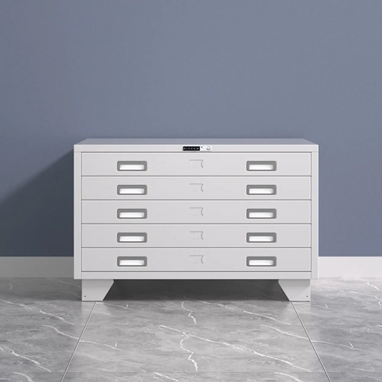 Lockable Coffee White Steel Horizontal Filing Cabinet Image - 20
