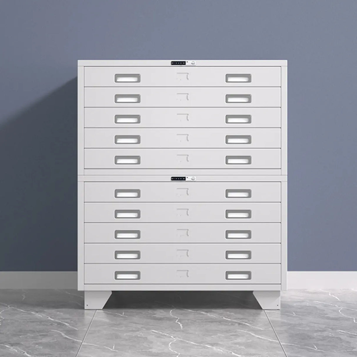 Lockable Coffee White Steel Horizontal Filing Cabinet Image - 22