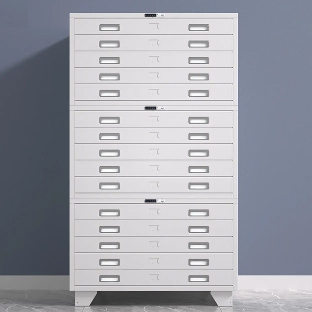 Lockable Coffee White Steel Horizontal Filing Cabinet Image - 23