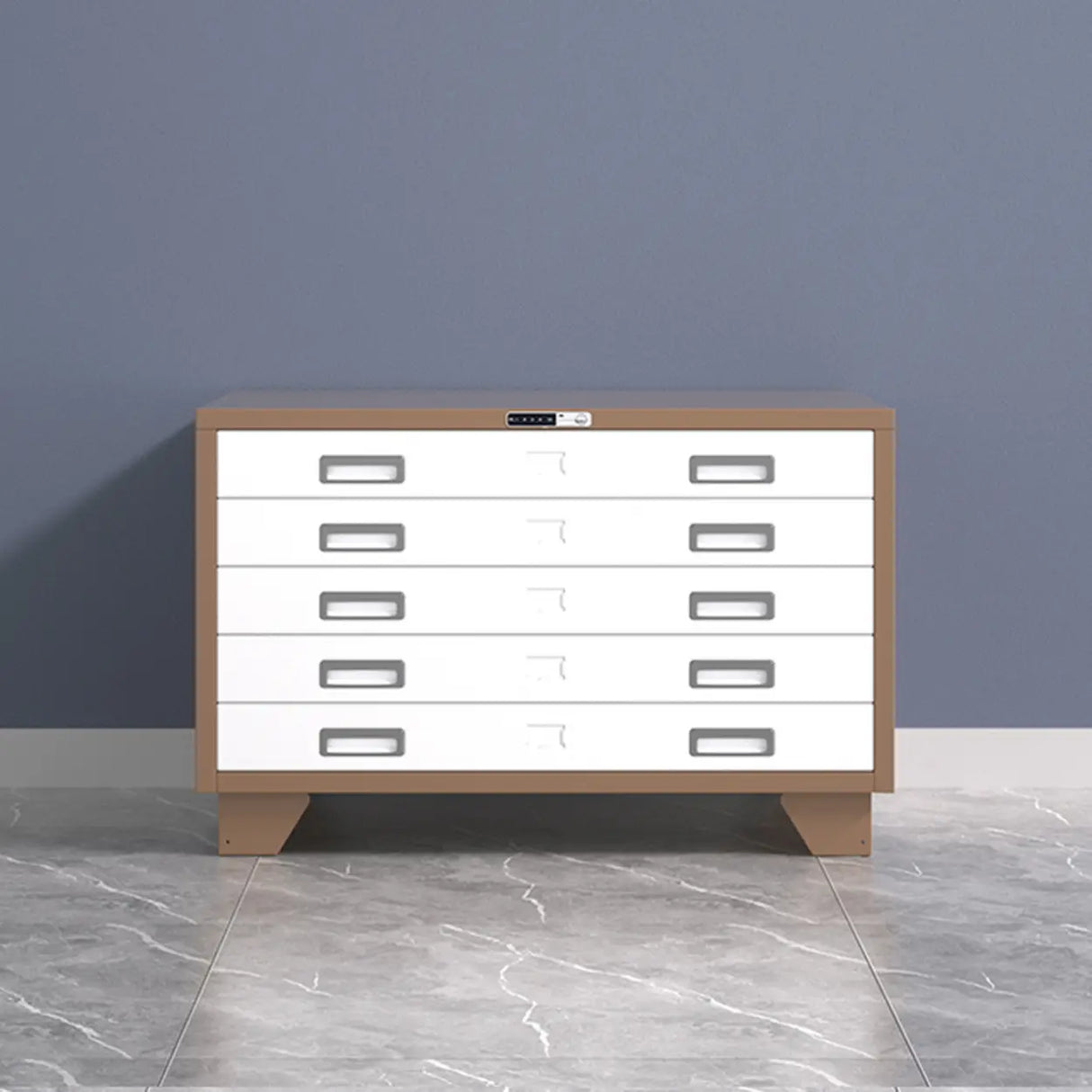 Lockable Coffee White Steel Horizontal Filing Cabinet Image - 25