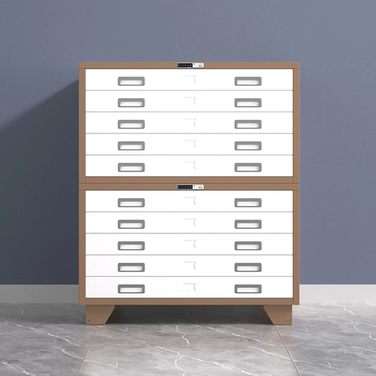 Lockable Coffee White Steel Horizontal Filing Cabinet Image - 26