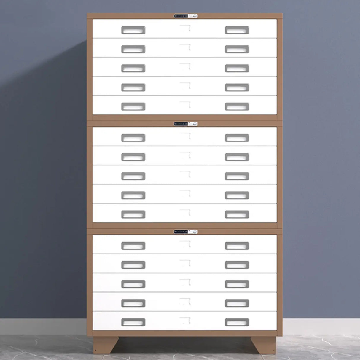 Lockable Coffee White Steel Horizontal Filing Cabinet Image - 27