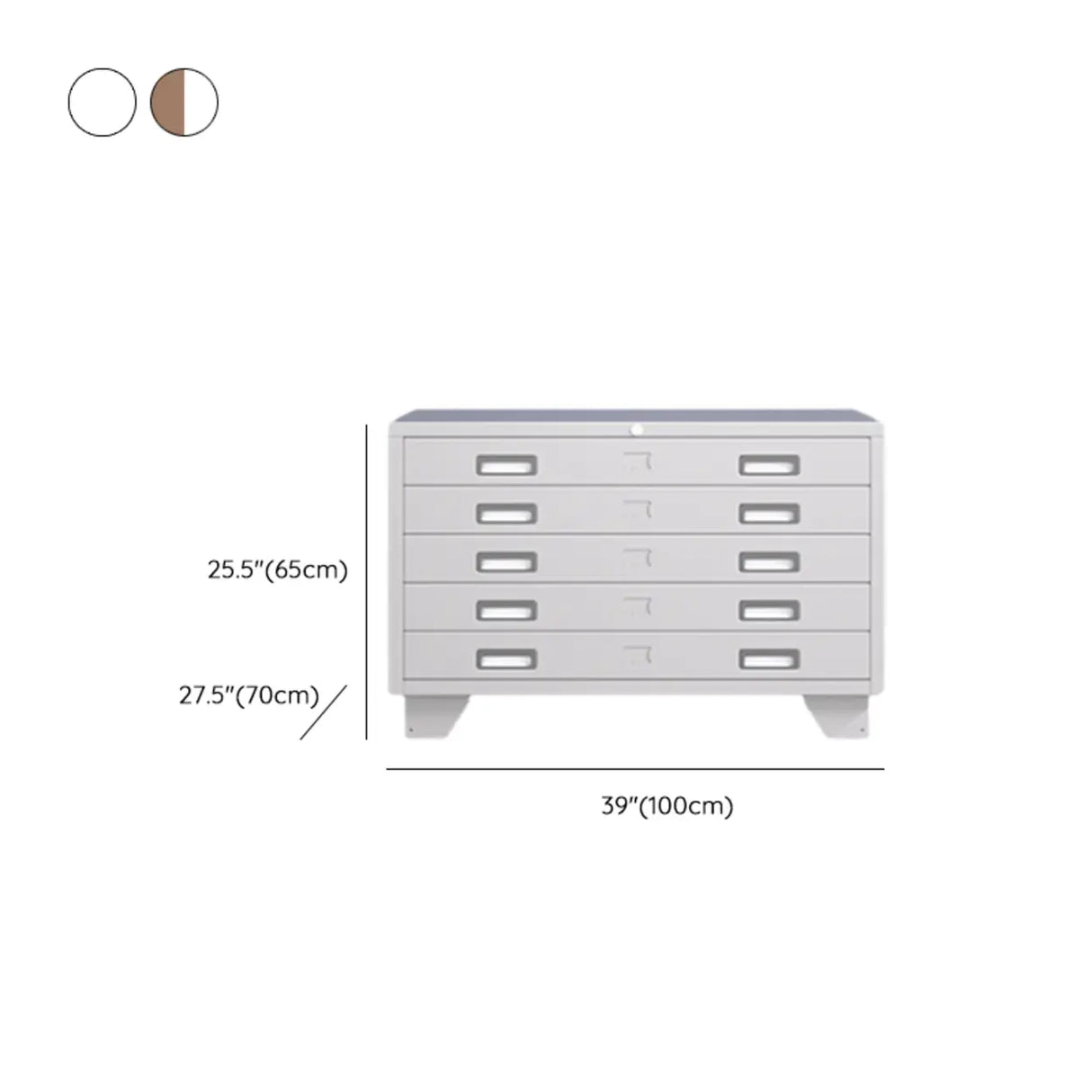 Lockable Coffee White Steel Horizontal Filing Cabinet Image - 29
