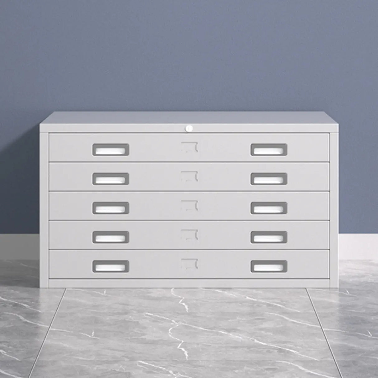 Lockable Coffee White Steel Horizontal Filing Cabinet Image - 2