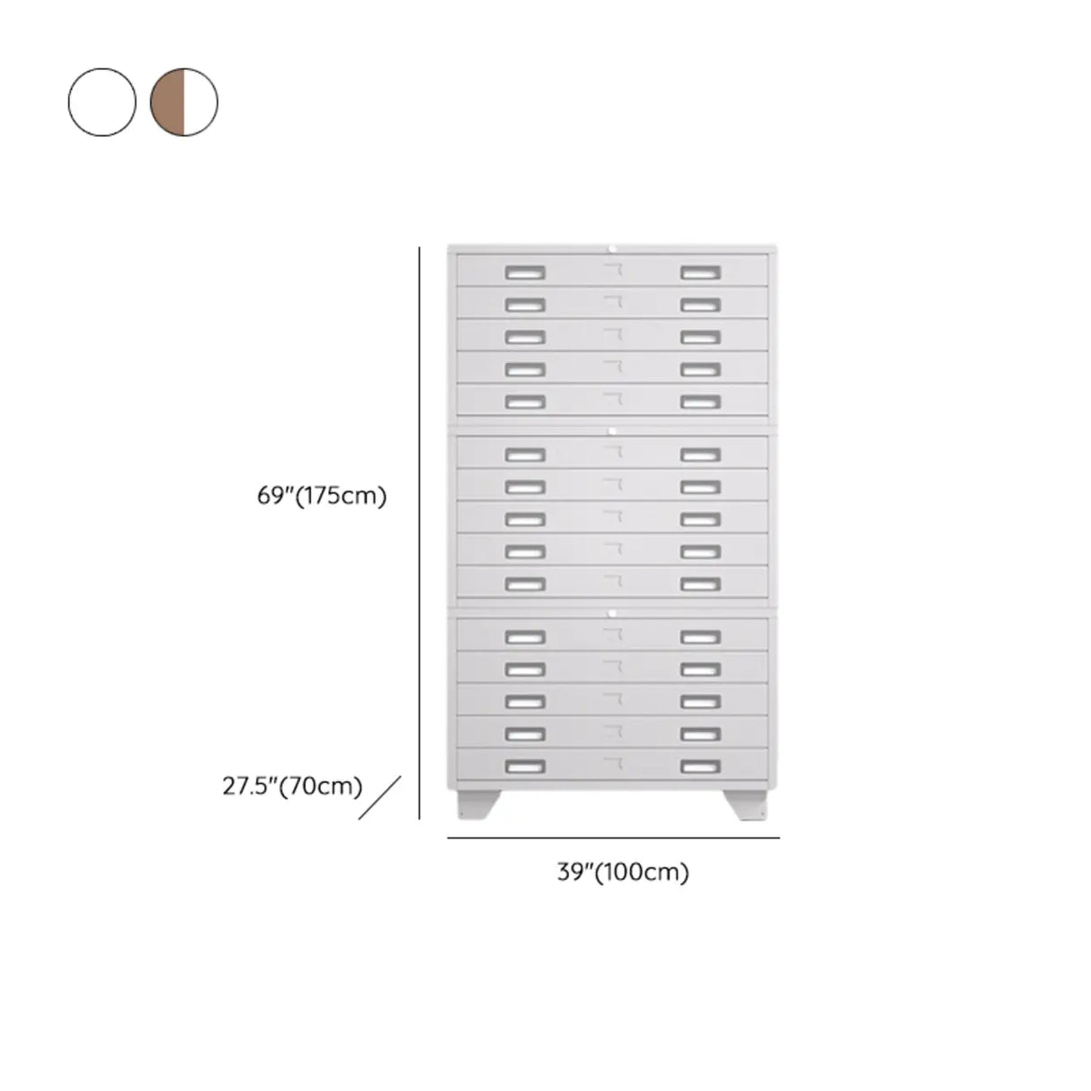 Lockable Coffee White Steel Horizontal Filing Cabinet Image - 31