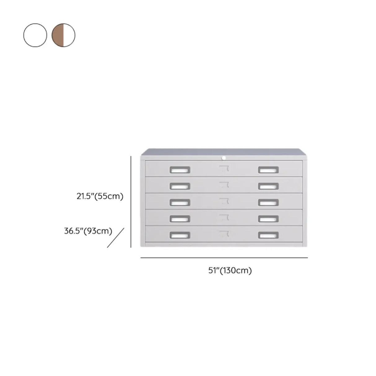 Lockable Coffee White Steel Horizontal Filing Cabinet Image - 32