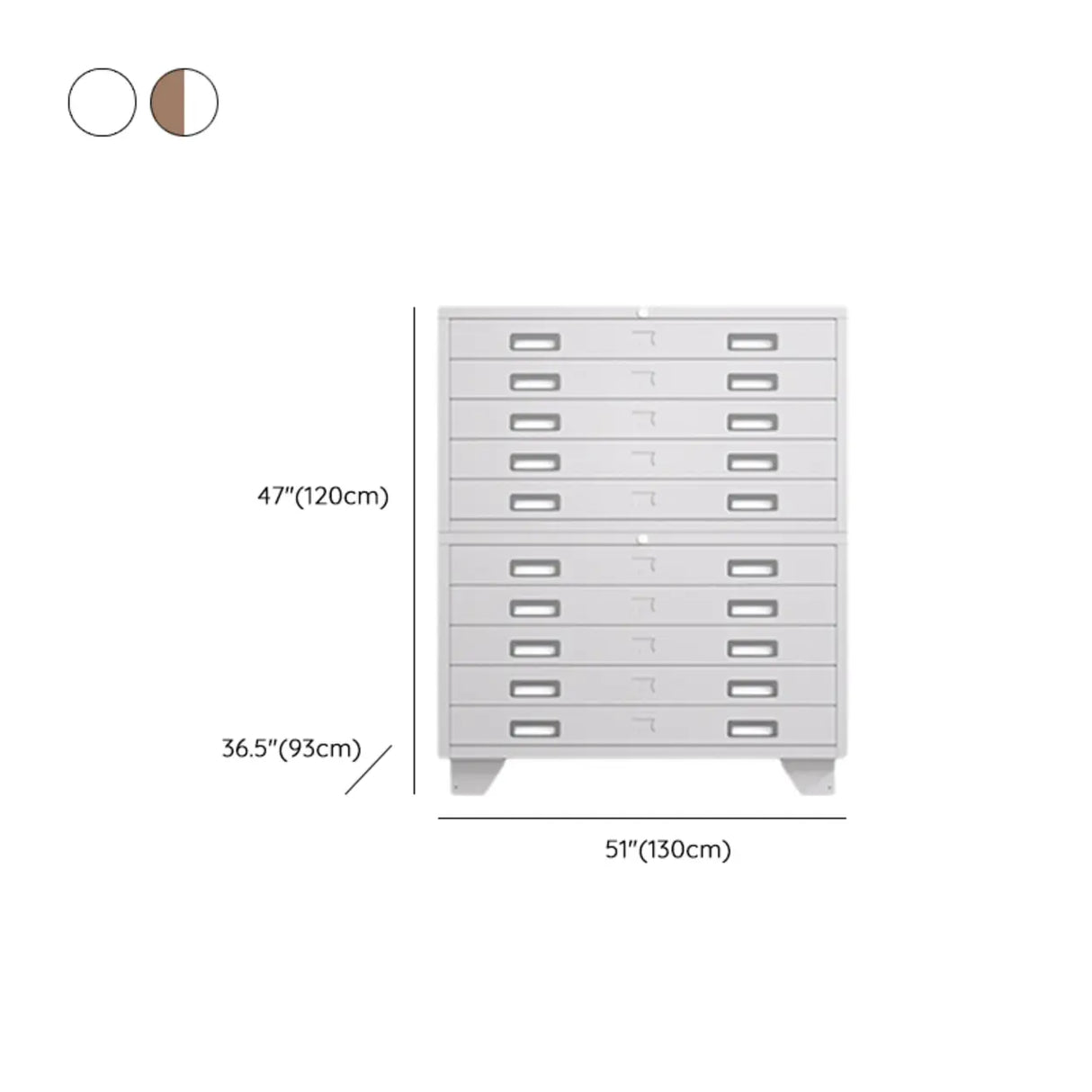 Lockable Coffee White Steel Horizontal Filing Cabinet Image - 34