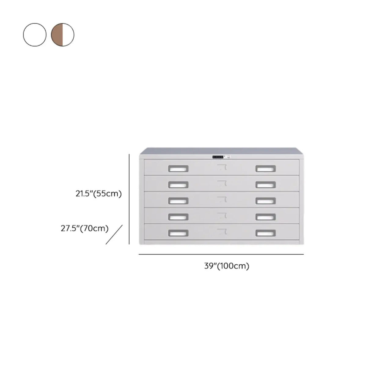 Lockable Coffee White Steel Horizontal Filing Cabinet Image - 36