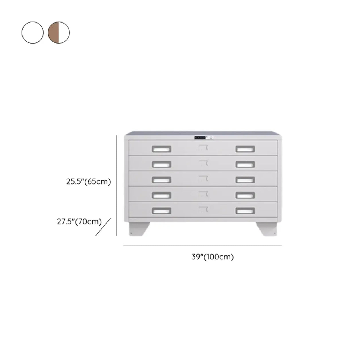 Lockable Coffee White Steel Horizontal Filing Cabinet Image - 37