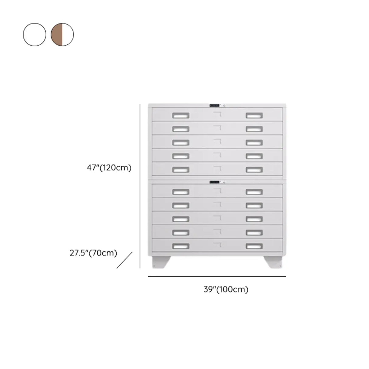 Lockable Coffee White Steel Horizontal Filing Cabinet Image - 38