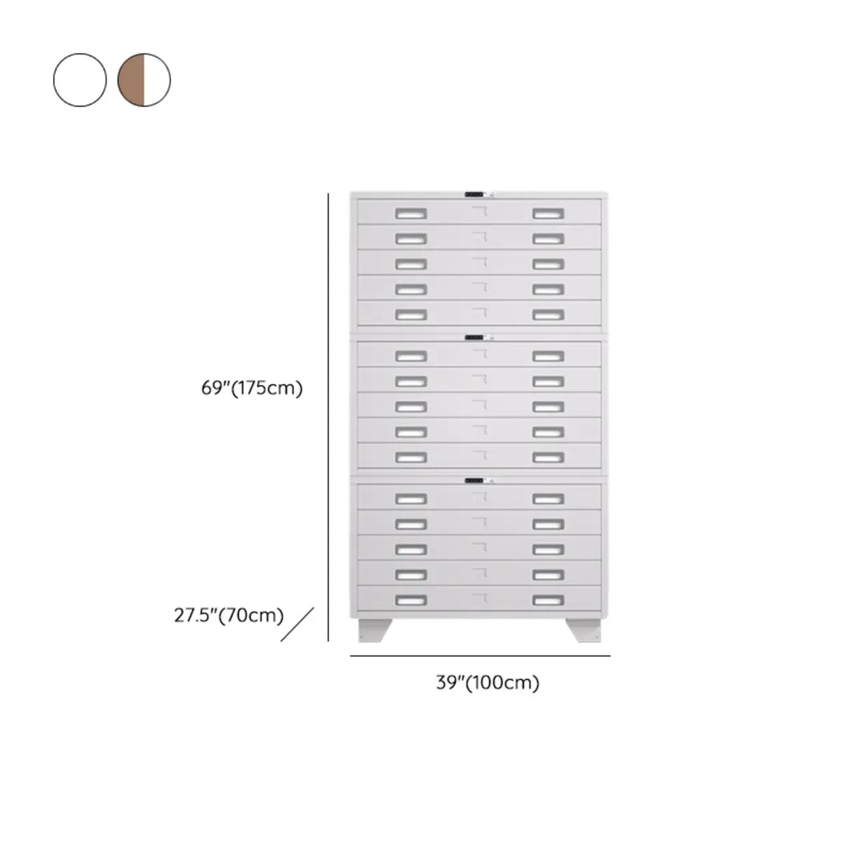 Lockable Coffee White Steel Horizontal Filing Cabinet Image - 39