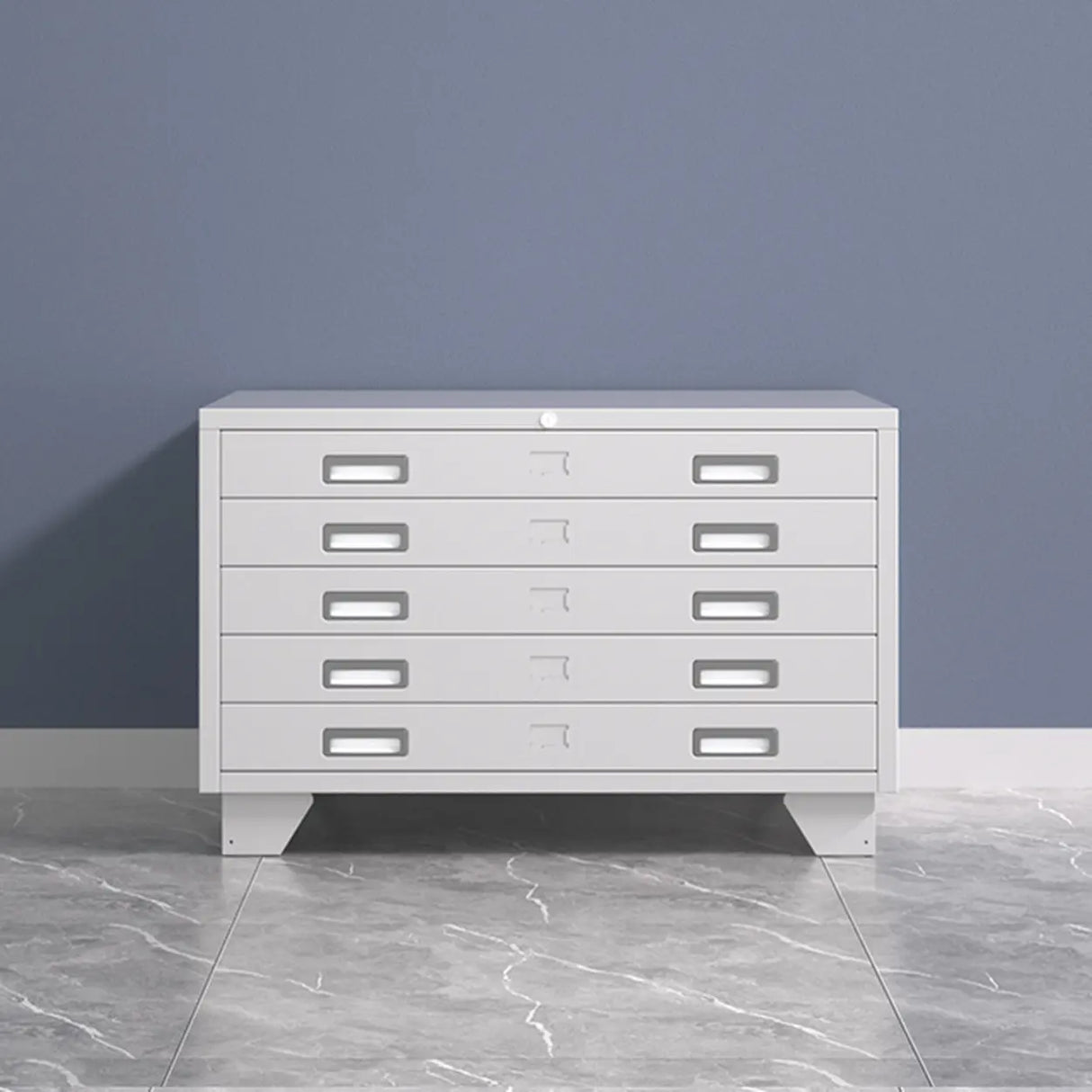 Lockable Coffee White Steel Horizontal Filing Cabinet Image - 3