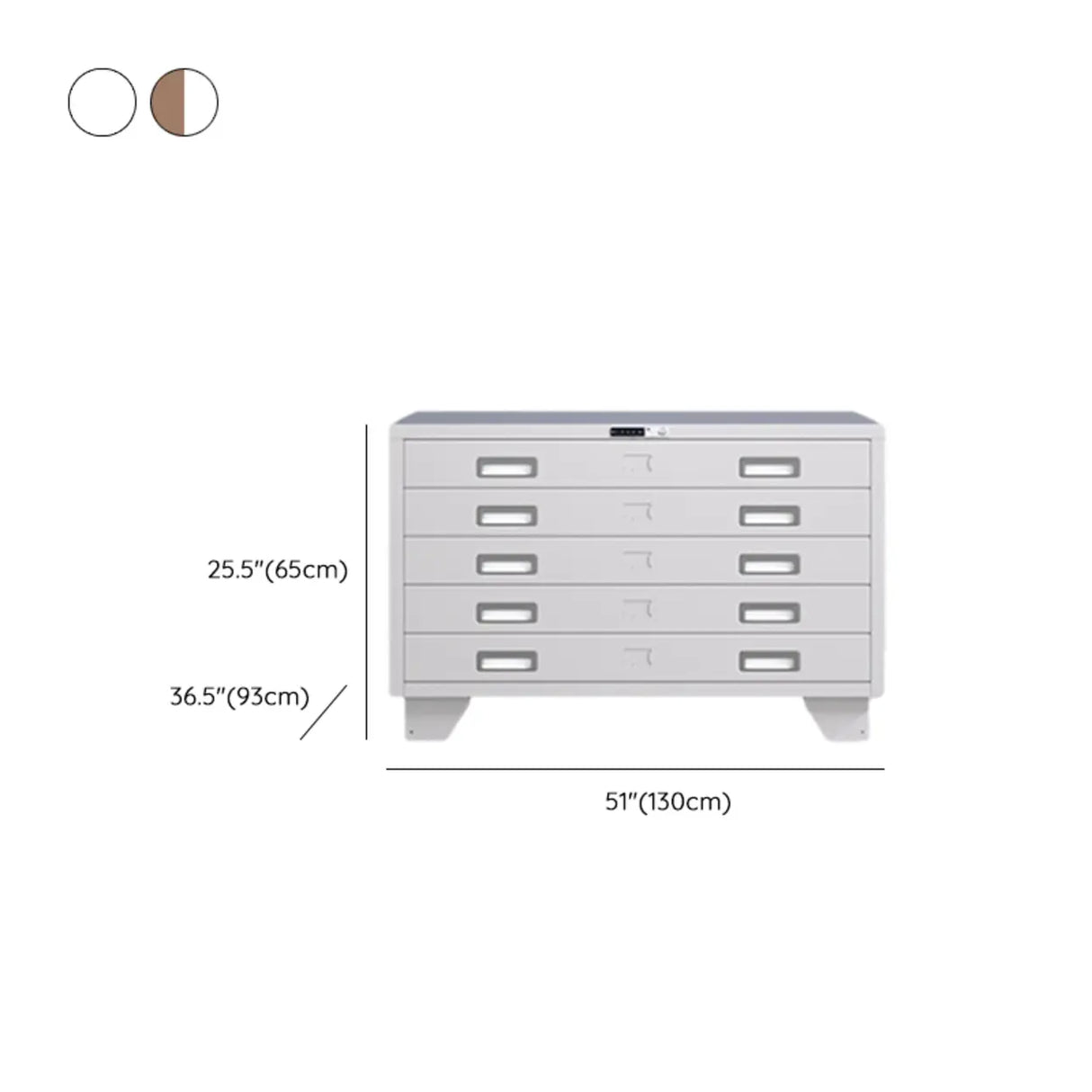 Lockable Coffee White Steel Horizontal Filing Cabinet Image - 41