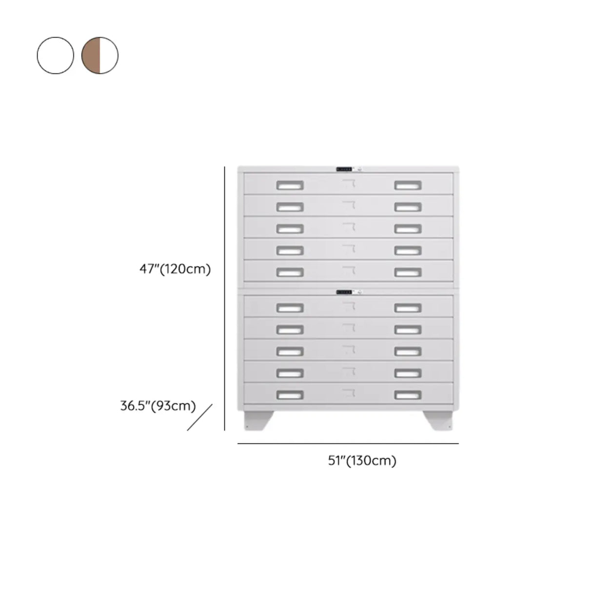 Lockable Coffee White Steel Horizontal Filing Cabinet Image - 42
