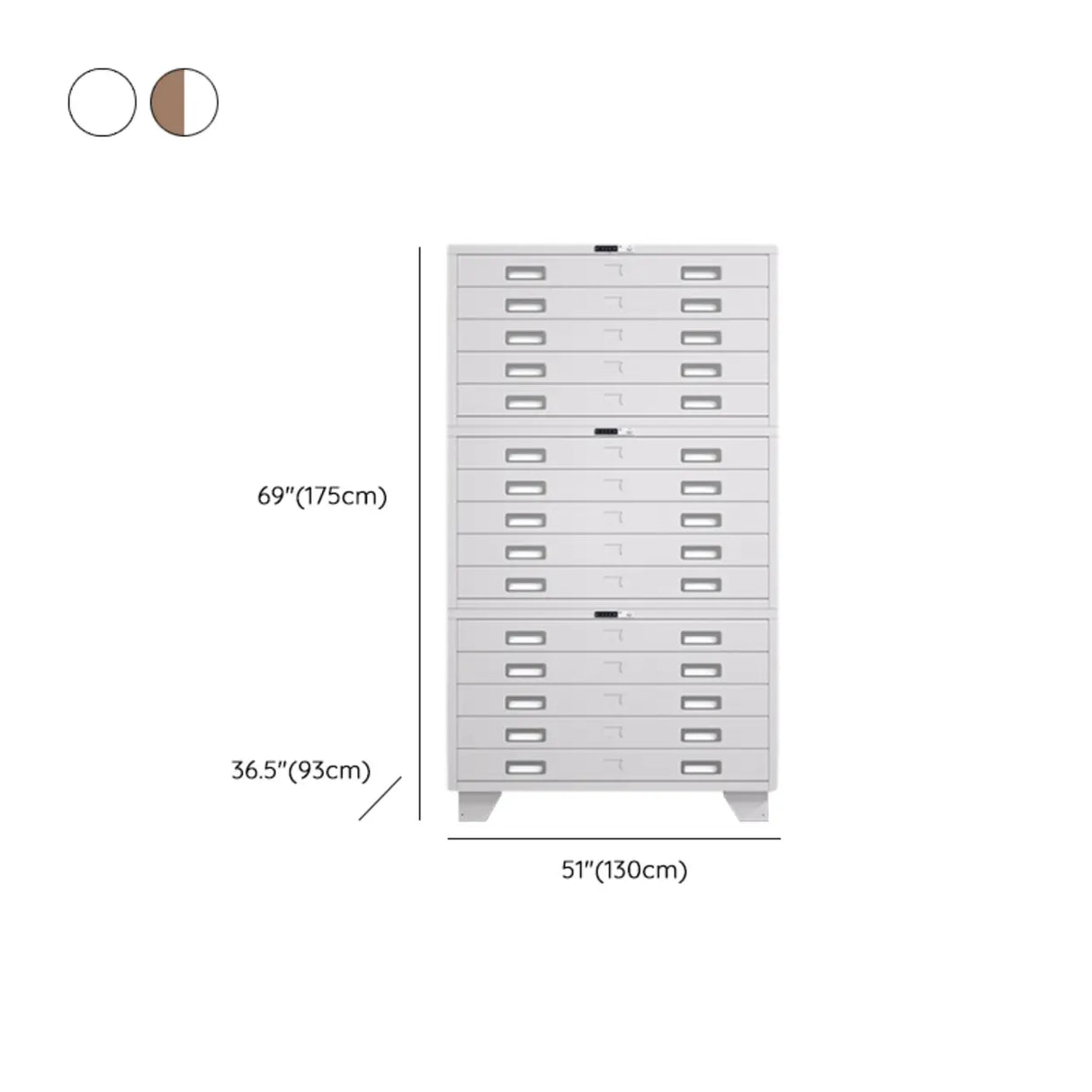 Lockable Coffee White Steel Horizontal Filing Cabinet Image - 43