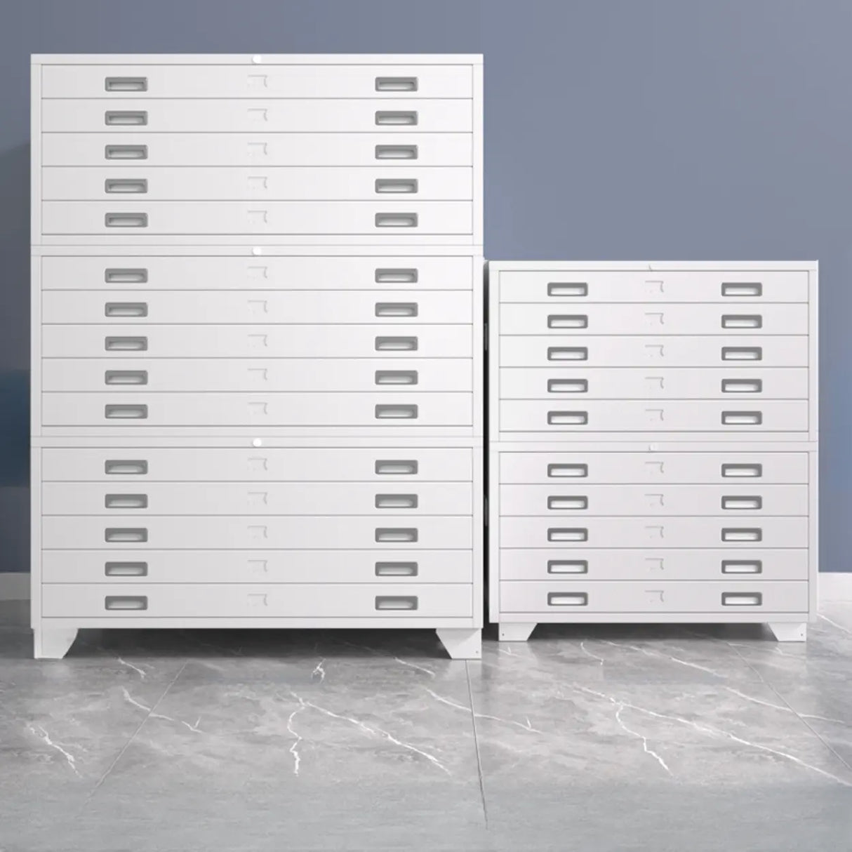 Lockable Coffee White Steel Horizontal Filing Cabinet Image - 4