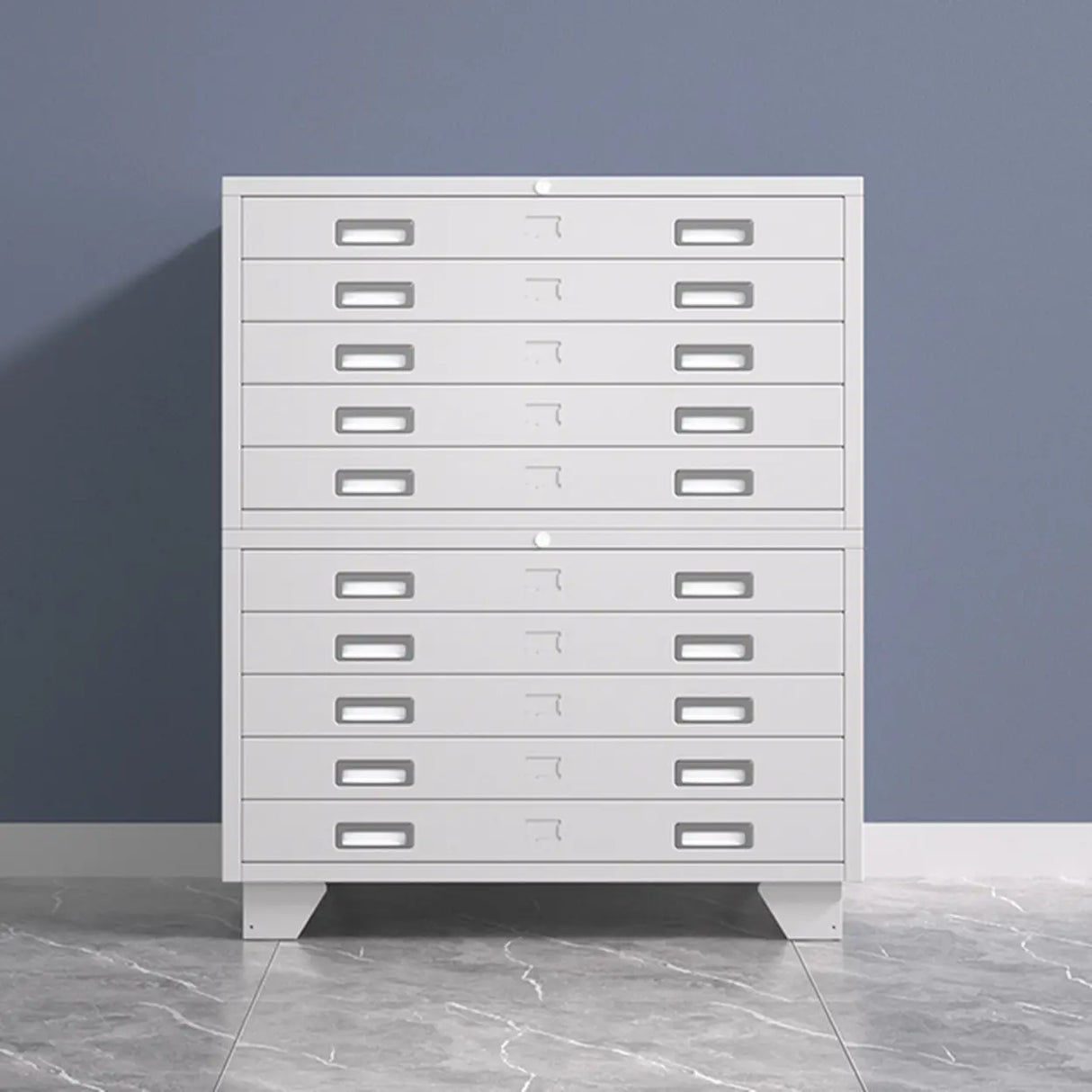 Lockable Coffee White Steel Horizontal Filing Cabinet Image - 5